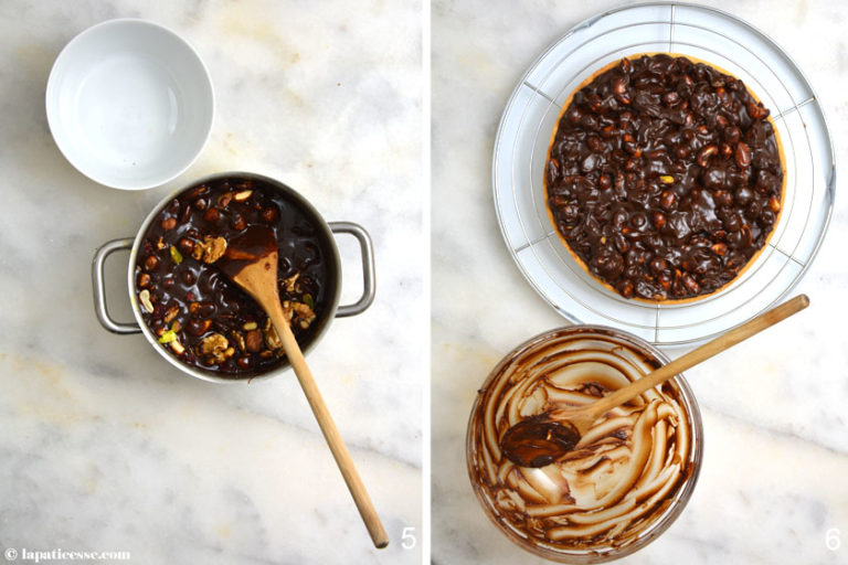Schokoladen-Tarte mit Nüssen und Trockenfrüchten »Tarte au chocolat et ... Schokoladen-Tarte mit Nüssen und Trockenfrüchten »Tarte au chocolat et ...