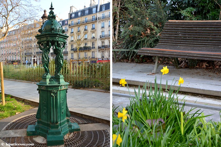 Paris Boulevard Voltaire Wasserspender Narzissen