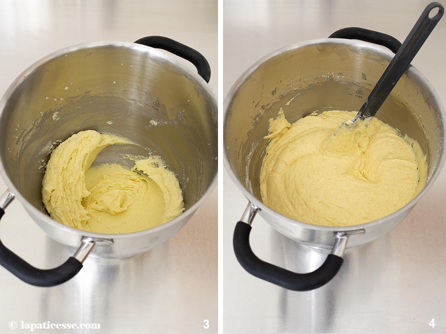 Rührteig für Osterlamm zubereiten. Butter cremig rühren. Mehl unterheben.